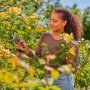 Gardena beskærersaks Supercut Flex. Miljøbilledet viser at produktet kan benyttes til beskæring af blomster.
