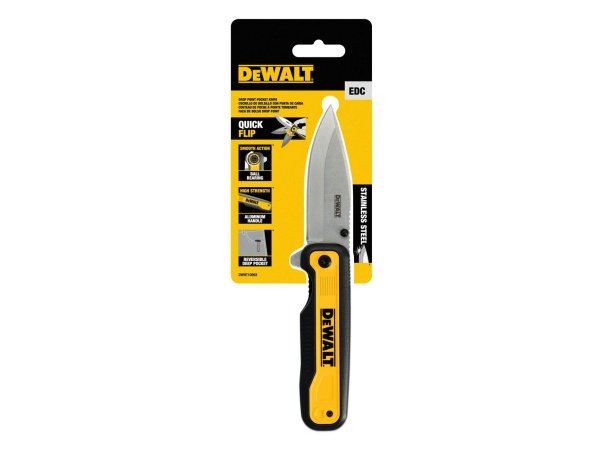 Dewalt lommekniv DWHT10993-0, foldbar. Billedet viser produktet med hvid baggrund.