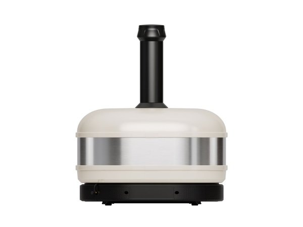 Gozney Dome pizzaovn Gen 2.0, Dual Fuel, bone. Billedet viser produktet forfra og tændt.