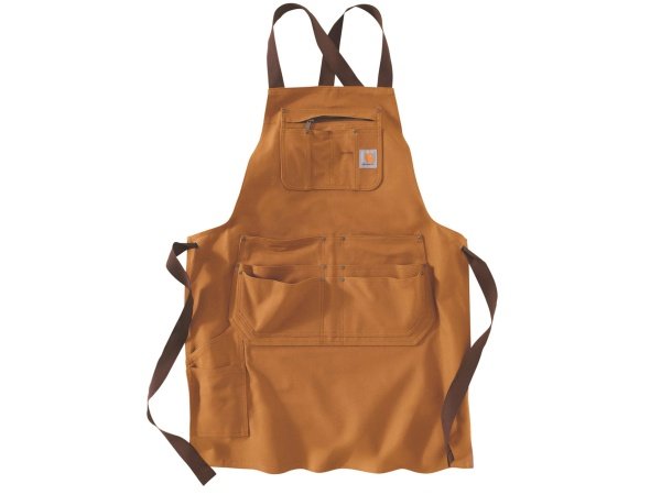 Carhartt Duck forklæde 211 brun, one size. Billedet viser forklædet forfra.