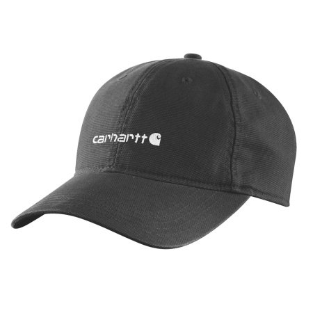 Carhartt kasket Carhartt Graphic cap sort/broderet med hvid. Billedet viser produktet forfra.
