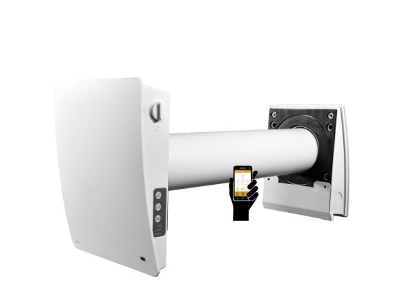 Duka One S4 plus m/Wifi, Ø100mm. Billedet viser produktet i fugleperspektiv