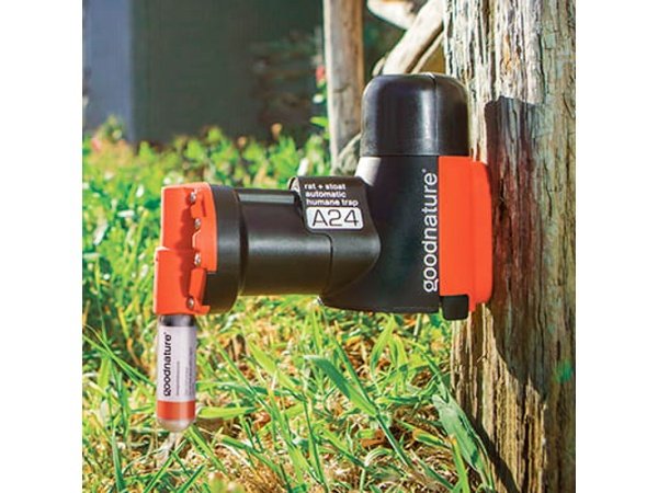 Goodnature rotte-/musefælde startsæt m/24 skud. Billedet viser produktets og patroner.