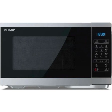 Sharp mikrobølgeovn YC-MG252AE-S Sharp mikrobølgeovn YC-MG252AE-S, 900W, sølv. Billedet viser produktet lukket.