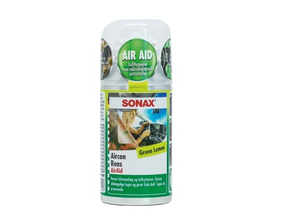SONAX airconrens Fjern bakterier og skimmel fra bilens klimaanlæg med SONAX Airconditionrens (100 ml) med AirAid teknologi. Effektiv lugtfjerner, desinfektion, og let at bruge.