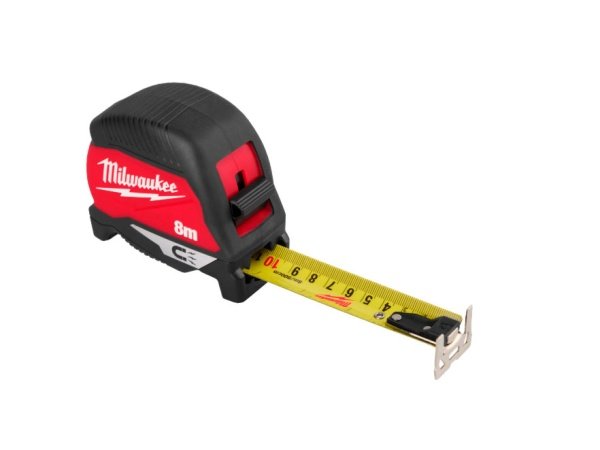 Milwaukee Gen4 målebånd Milwaukee Gen4 magnet målebånd 8 m. Billedet viser produktet foldet sammen.