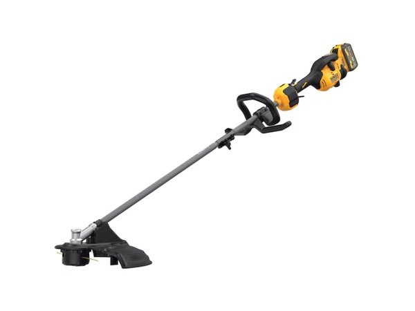 Dewalt græstrimmer DCMAS5713X1-QW Dewalt græstrimmer DCMAS5713X1-QW. Med en 54 V motor og et 9,0 Ah batteri. Billedet viser produktet med hvid baggrund.
