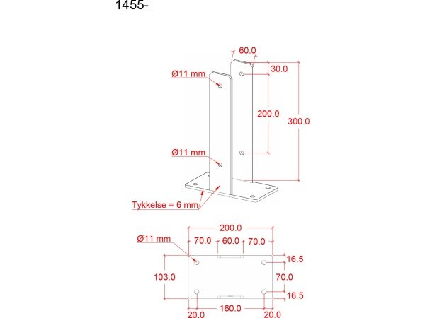 Plus u-stolpefod til fundament