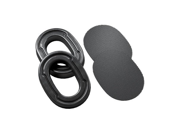 Sorte Hellberg Comfortpad gelpuder med kliksystem. Billedet viser produktet forfra.