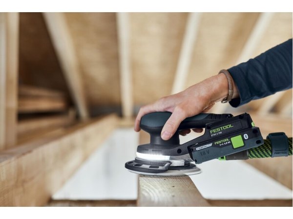 Festool excentersliber ETSC 2 150-Basic. Billedet viser produktet samt tilbehør