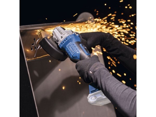 Scheppach vinkelsliber BC-AG125-X, 20V Solo, 125mm. Billedet viser produktet med hvid baggrund.