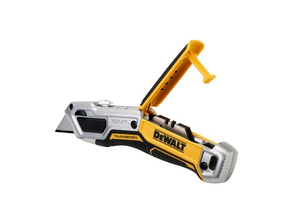 Dewalt kniv med trapezblad DWHT10999-0. Billedet viser produktet fra en skrå vinkel.