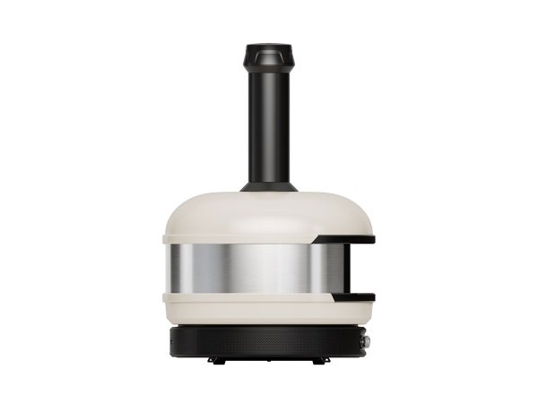 Gozney Dome pizzaovn Gen 2.0, Dual Fuel, bone. Billedet viser produktet forfra og tændt.