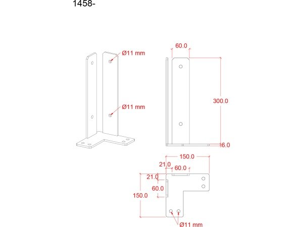 Plus hjørne stolpefod m/skruer