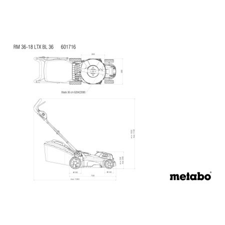 Metabo Akku Plæneklipper RM 36-18 Metabo akku plæneklipper