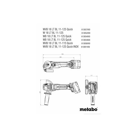 Metabo akku vinkelsliber W 18 LT BL 11-125 SOLO Metabo akku vinkelsliber