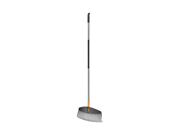 Fiskars løvrive lige skaft Fiskars Ergonomic løvrive med lige skaft 52x6x174cm. Billedet viser produktet forfra.