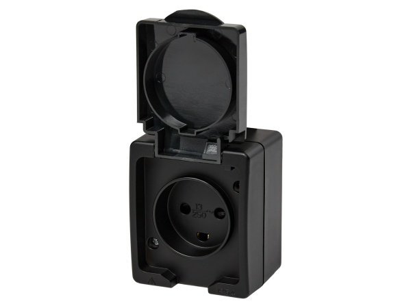 Elworks stikkontakt m/jord, produkt set forfra