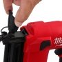 MILWAUKEE M12 FCN18GS-0X Stiftepistol. Sømlængde 16 - 38 mm. Billedet viser produktets funktioner med hvid baggrund.