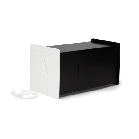 Viksa friskluftsventil type 1 sort/hvid Viksa friskluftsventil type 1 sort/hvid med robust konstruktion i slagfast polystyren. Billedet viser produktet forfra.