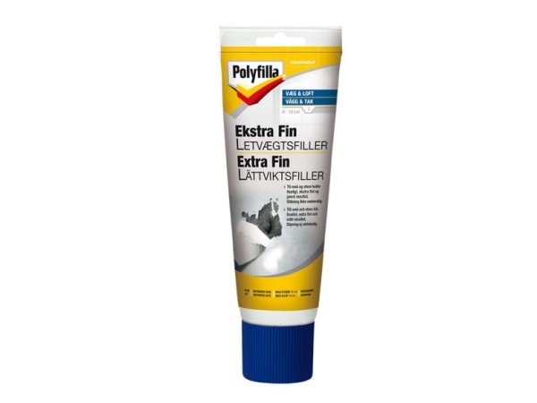 Polyfilla Ekstra Fin Letvægtsfiller 200 ml 10-4.dk let spartelmasse til huller og revner i træ, beton, gips og puds. Flot finish uden slibning