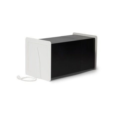 Viksa friskluftsventil type 1 grå/hvid, komplet sæt. Billedet viser produktet forfra.