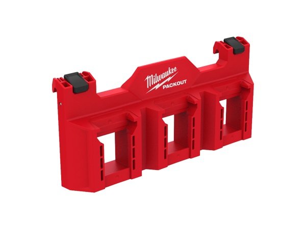 Milwaukee PACKOUT batteriholder til M18 batterier. Billedet viser produkt med hvid baggrund.