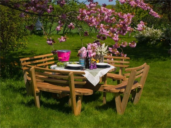 Plus rundt bord-/bænkesæt