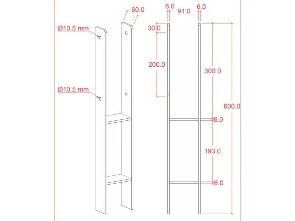 Plus h-stolpefod m/skruer