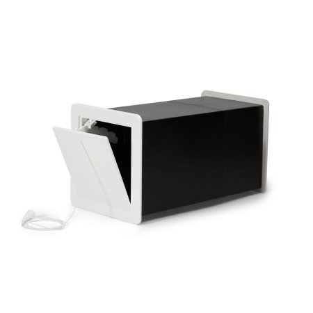 Viksa friskluftsventil type 1 grå/hvid, komplet sæt. Billedet viser produktet forfra.