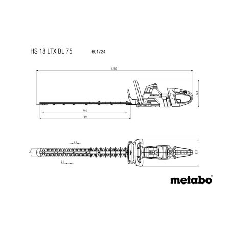Metabo akku hækkeklipper HS 18 LTX BL 75 SOLO Metabo akku hækkeklipper