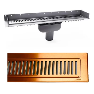 Purus Line Rib afløbsrendesæt m/Ø75mm vandret udløb