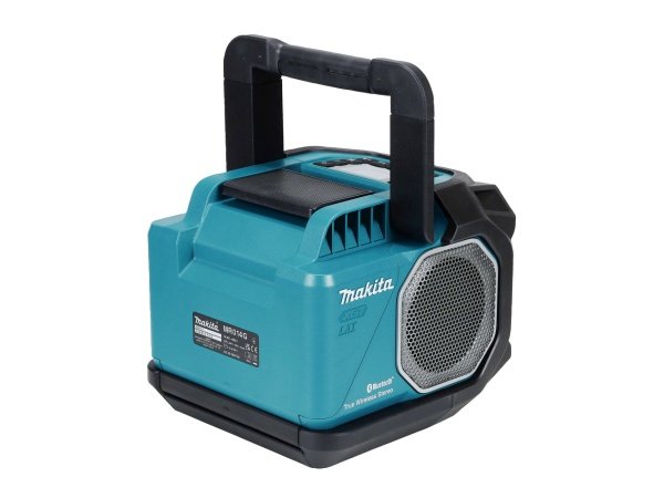 Makita bluetooth højttaler 40V med høj lydstyrke og kraftig bas. Billedet viser produktet forfra.