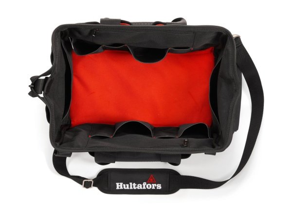 Hultafors værktøjstaske med stor åbning 590220. Billedet viser produktet forfra.