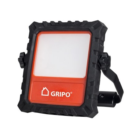 Gripo Schuko arbejdslampe med 1600 Gripo arbejdslampe med 1600lm, 20W SMD LED og frosted lysskærm. Robust gummikant og praktisk udfoldelig krog. Velegnet til udendørs brug med 3 meter kabel.