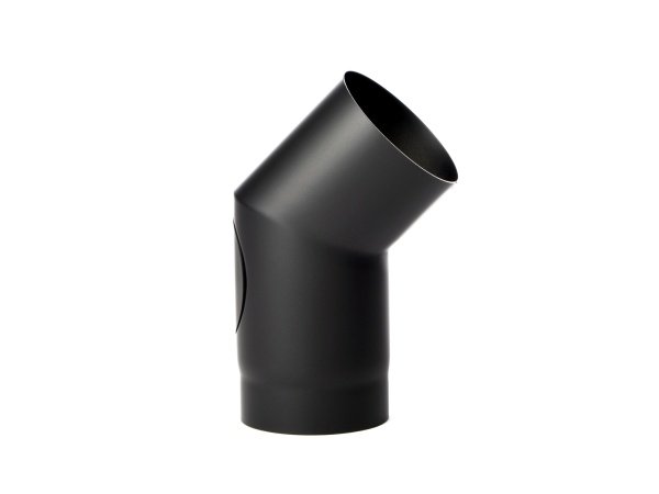 Varde pejserør 45° knæk sort