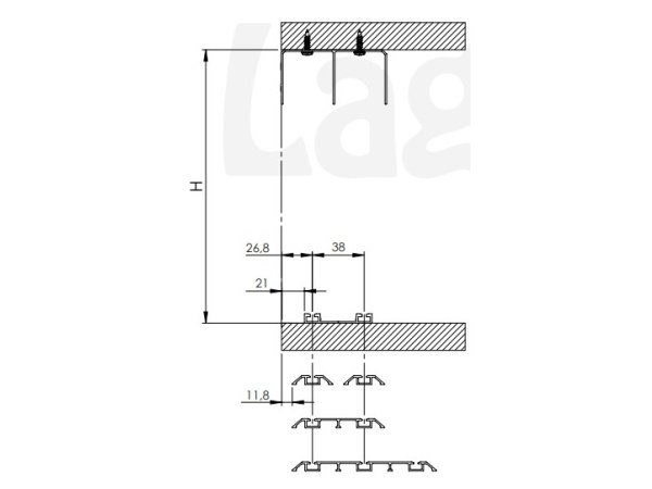 Svalk skydedørsbeslagsæt