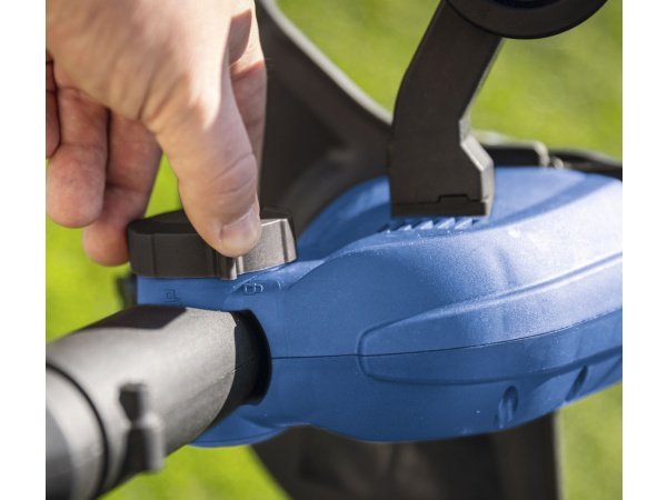 Scheppach græstrimmer C-LT300-X - SET S, 20V. Billedet viser produkt og tilbehør med hvid baggrund.