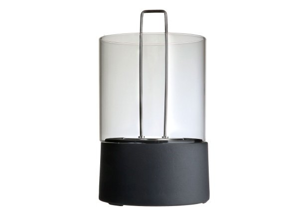 Morsø Bel bioethanol lampe i sort. Billedet viser produktet tændt.