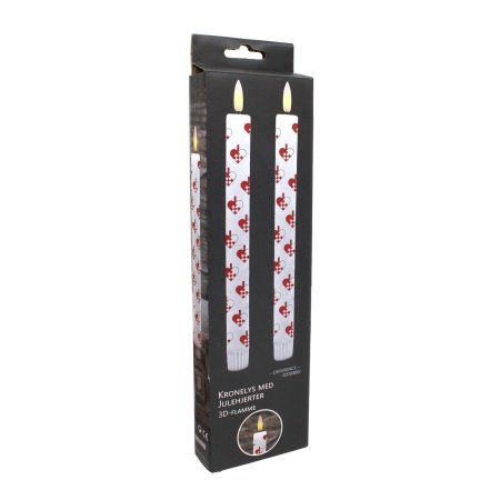 Haarhr & Co 2 LED-stagelys med hjerter Haarhr & Co 2 LED-stagelys med julehjerter og 3D flammer 3005199