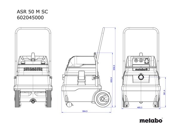 Metabo industristøvsuger ASR 50&nbsp;M&nbsp;SC er en kompakt og let transportabel støvsuger