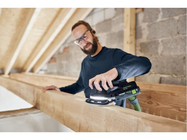 Festool excentersliber ETSC 2 150-Basic. Billedet viser produktet samt tilbehør