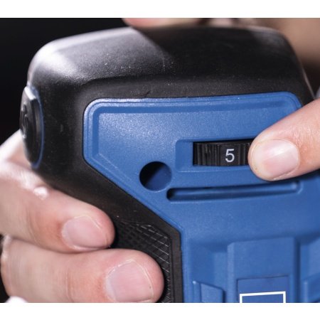 Scheppach excentersliber C-OBS125-X 20V, Solo. Billedet viser produkt og tilbehør med hvid baggrund