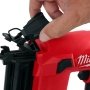 MILWAUKEE M12 FCN18GS-0X Stiftepistol. Sømlængde 16 - 38 mm. Billedet viser produktets funktioner med hvid baggrund.
