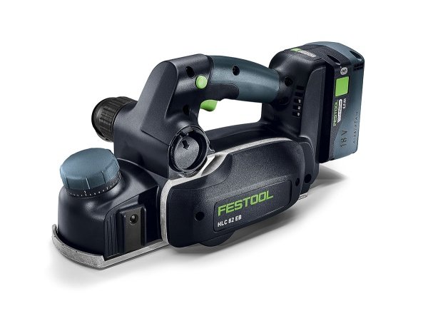 Festool akku høvl Festool akku høvl HLC 82 EB-Basic. Billedet viser produktet med hvid baggrund.