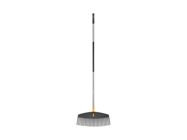 Fiskars løvrive lige skaft Fiskars Ergonomic løvrive med lige skaft 52x6x174cm. Billedet viser produktet forfra.