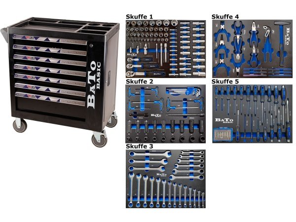 Bato værktøjsvogn med 7 skuffer og 231 dele værktøj