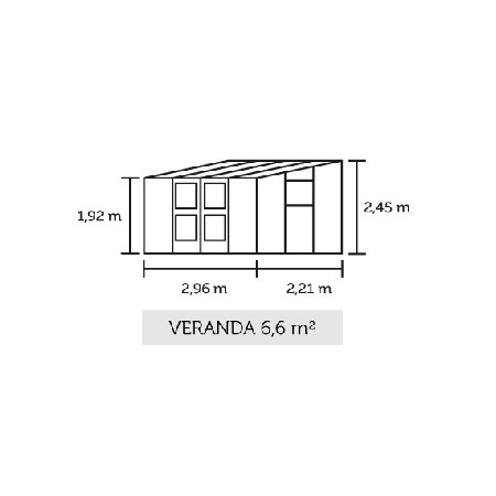 Juliana Veranda 6,6m² drivhus