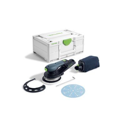 Festool excentersliber ETSC 2 150-Basic. Billedet viser produktet samt tilbehør