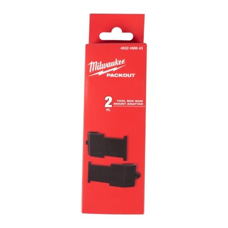 Milwaukee PACKOUT adapter  Milwaukee PACKOUT™ adapter til sidemontering. Billedet viser produkt med hvid baggrund.